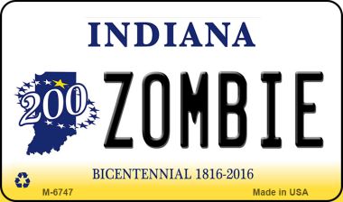 M-6747 3.5 x 2 in. Zombie Indiana State License Plate Novelty Magnet