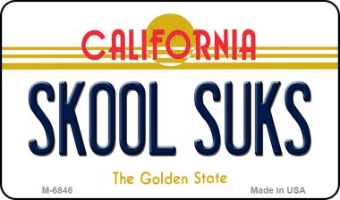 M-6846 3.5 x 2 in. Skool Suks California State License Plate Magnet