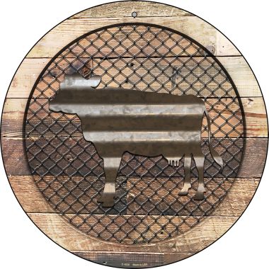SMART BLONDE Corrugated Cow on Wood Novelty Metal Circular Sign C-1020