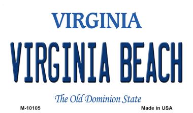 3.5 x 2 in. Virginia Beach Virginia State License Plate Magnet