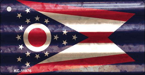 KC-11976 1.5 x 3 in. Ohio Corrugated Flag Novelty Key Chain