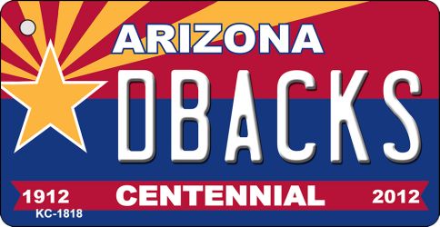KC-1818 3.5 x 2 in. Dbacks Arizona Centennial State License Plate Key Chain