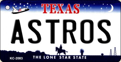 SMART BLONDE Astros Texas State License Plate Tag Key Chain KC-2083