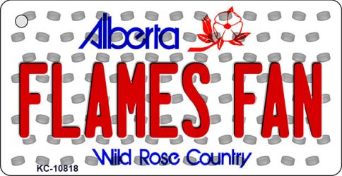 KC-10818 1.5 x 3 in. Flames Fan Alberta State License Plate Key Chain