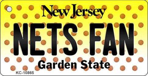KC-10865 1.5 x 3 in. Nets Fan New Jersey State License Plate Key Chain