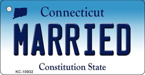 KC-10932 1.5 x 3 in. Married Connecticut State License Plate Key Chain