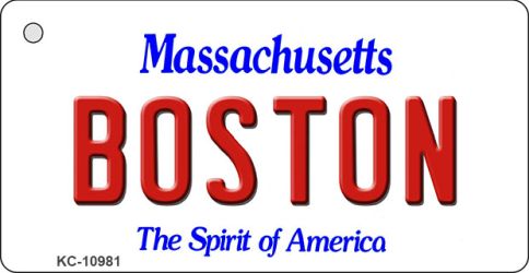 KC-10981 1.5 x 3 in. Boston Massachusetts State License Plate Key Chain