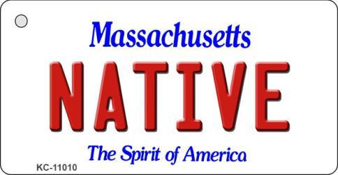 KC-11010 1.5 x 3 in. Native Massachusetts State License Plate Key Chain