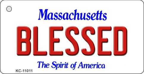 KC-11011 1.5 x 3 in. Blessed Massachusetts State License Plate Key Chain