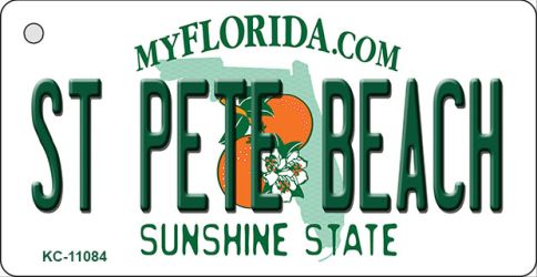 KC-11084 1.5 x 3 in. St Pete Beach Florida State License Plate Key Chain