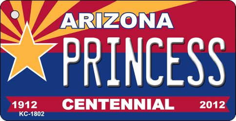 KC-1802 3.5 x 2 in. Princess Arizona Centennial State License Plate Key Chain