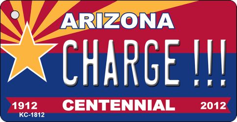 KC-1812 3.5 x 2 in. Charge Arizona Centennial State License Plate Key Chain