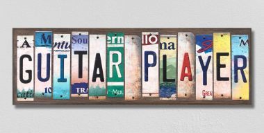 WS-244 6 x 1.5 in. Guitar Player License Plate Strips Novelty Wood Sign -  Smart Blonde