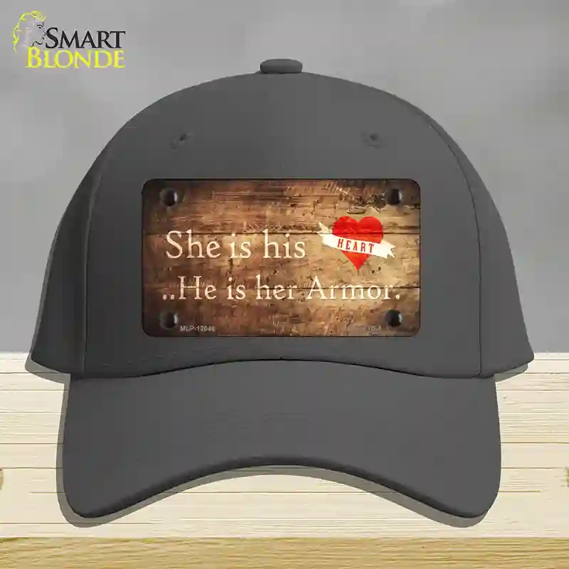 HAT04-MLP-12046 His Heart Her Armor Novelty License Plate Hat, Cotton - Charcoal