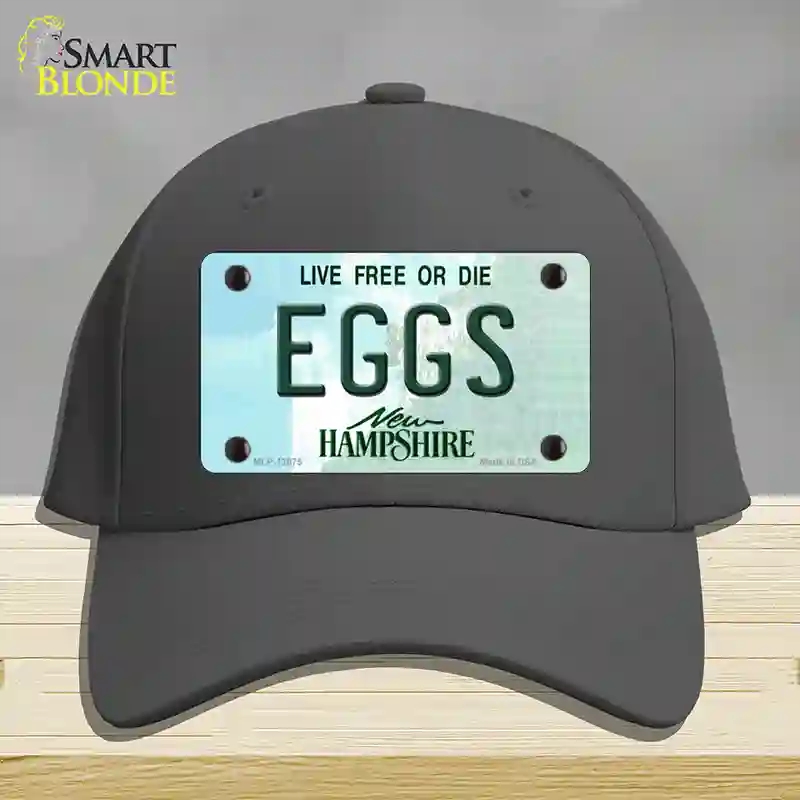 HAT04-MLP-12075 Eggs   Hampshire State Novelty License Plate Hat, Cotton - Charcoal