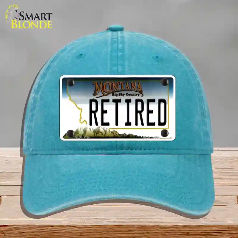 HAT10-MLP-11105 Retired Montana State Novelty License Plate Hat, Unconstructed Cotton - Lake Blue