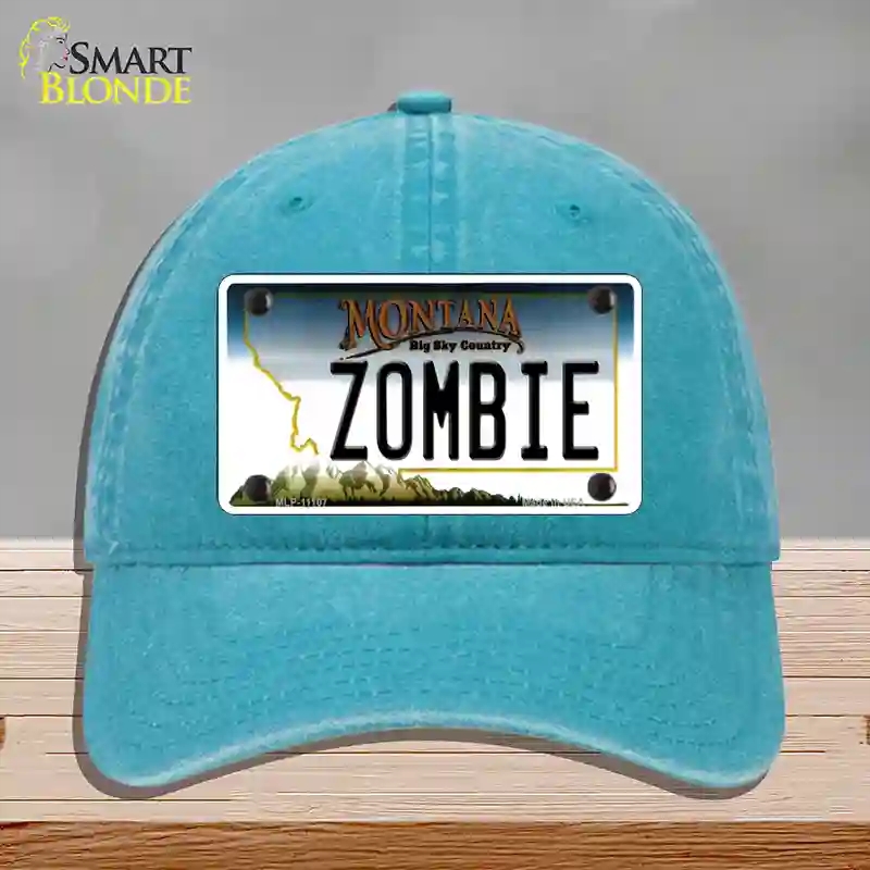 HAT10-MLP-11107 Zombie Montana State Novelty License Plate Hat, Unconstructed Cotton - Lake Blue