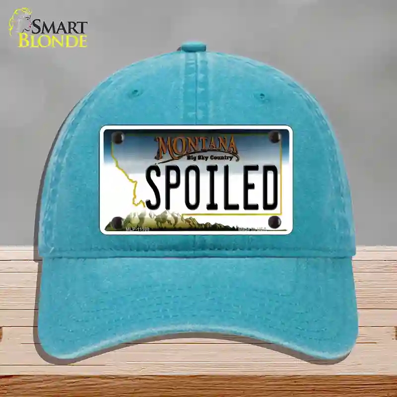 HAT10-MLP-11108 Spoiled Montana State Novelty License Plate Hat, Unconstructed Cotton - Lake Blue