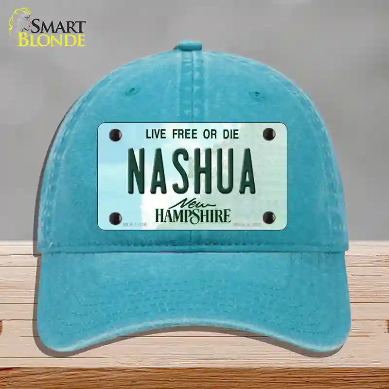 HAT10-MLP-11136 Nashua   Hampshire State Novelty License Plate Hat, Unconstructed Cotton - Lake Blue