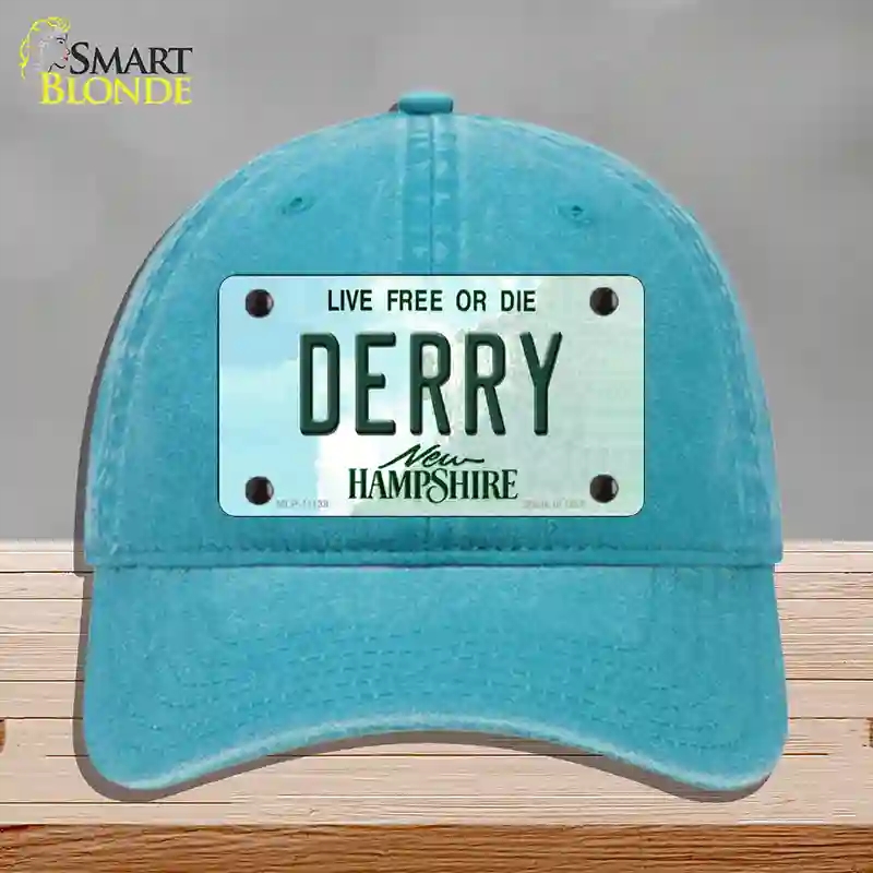 HAT10-MLP-11139 Derry   Hampshire State Novelty License Plate Hat, Unconstructed Cotton - Lake Blue