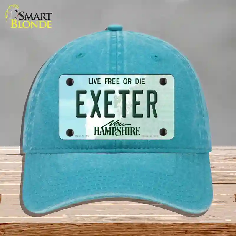 HAT10-MLP-11143 Exeter   Hampshire State Novelty License Plate Hat, Unconstructed Cotton - Lake Blue
