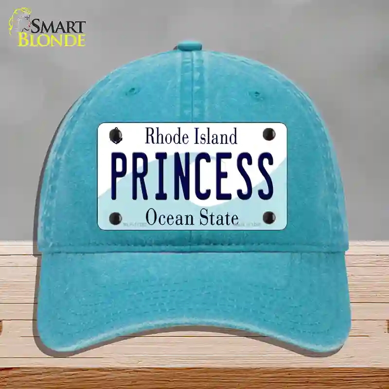 HAT10-MLP-11212 Princess Rhode Island State Novelty License Plate Hat, Unconstructed Cotton - Lake Blue