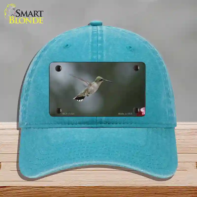 HAT10-MLP-11243 Hummingbird in Flight Novelty License Plate Hat, Unconstructed Cotton - Lake Blue