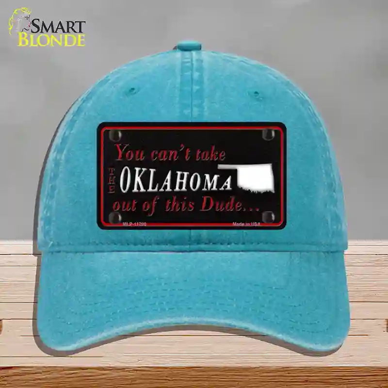 HAT10-MLP-11290 Oklahoma Dude Novelty License Plate Hat, Unconstructed Cotton - Lake Blue
