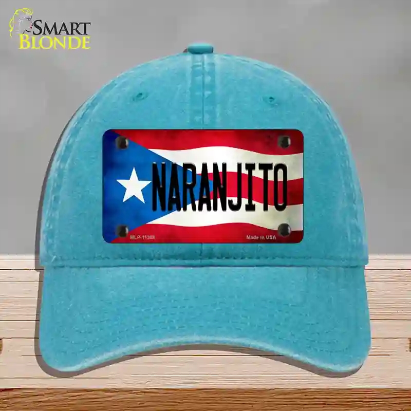 HAT10-MLP-11368 Naranjito Puerto Rico Flag Novelty License Plate Hat, Unconstructed Cotton - Lake Blue