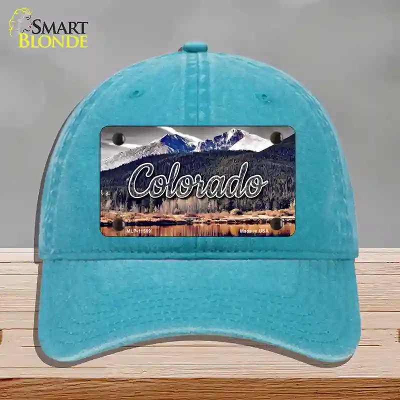 HAT10-MLP-11589 Colorado Forest & Mountains State Novelty License Plate Hat, Unconstructed Cotton - Lake Blue