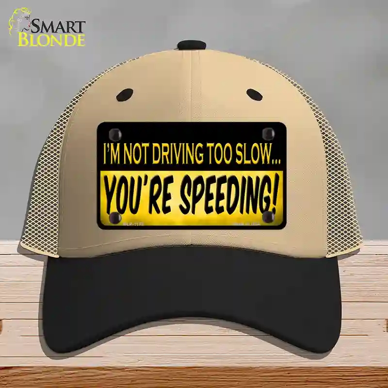HAT02-MLP-1179 You Are Speeding Novelty License Plate Hat, Mesh - Khaki & Black