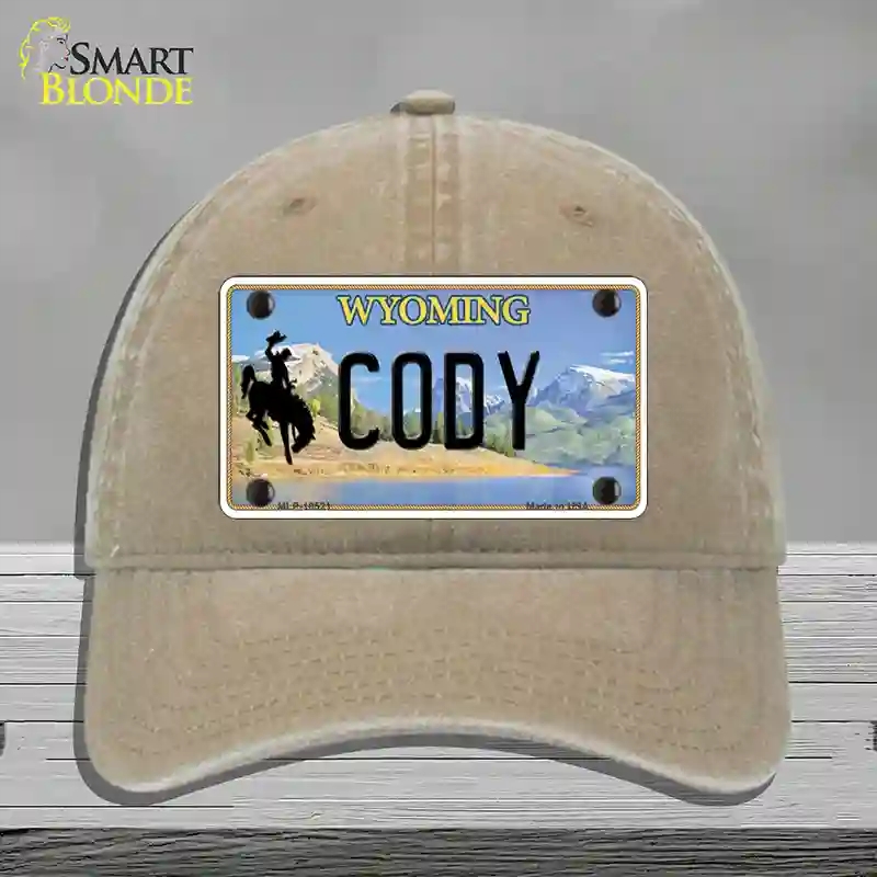 HAT09-MLP-10521 Cody Wyoming Novelty License Plate Hat, Unconstructed Cotton - Khaki