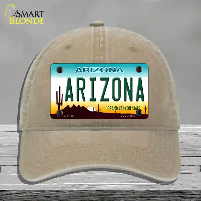 HAT09-MLP-1067 Arizona Novelty License Plate Hat, Unconstructed Cotton - Khaki