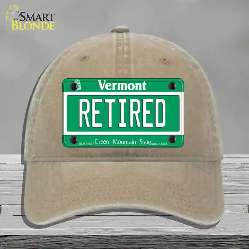 HAT09-MLP-10677 Retired Vermont Novelty License Plate Hat, Unconstructed Cotton - Khaki