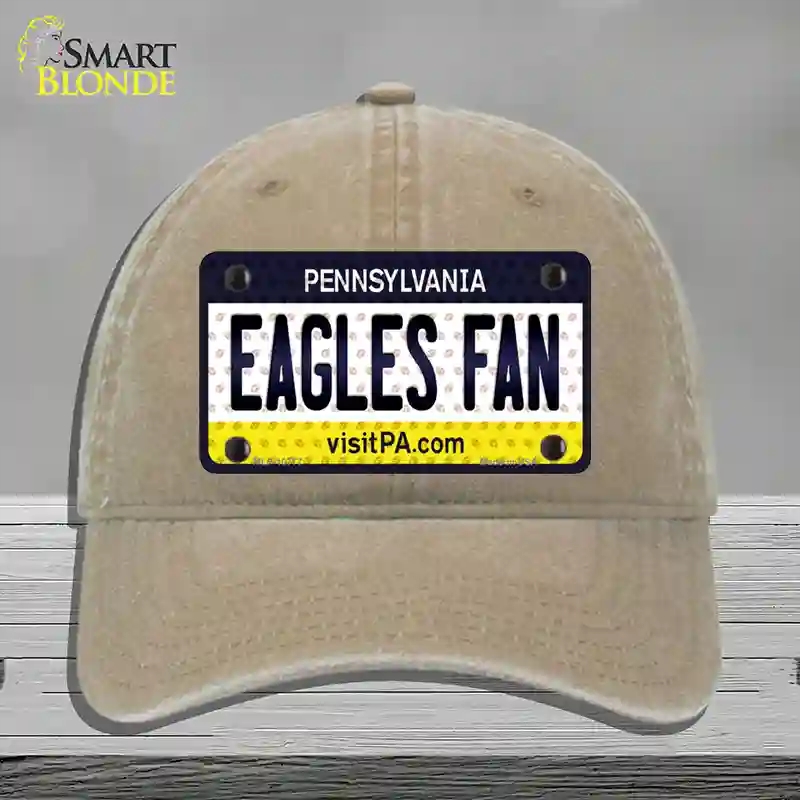 HAT09-MLP-10777 Eagles Fan Pennsylvania Novelty License Plate Hat, Unconstructed Cotton - Khaki