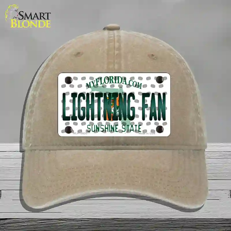 HAT09-MLP-10830 Lightning Fan Florida Novelty License Plate Hat, Unconstructed Cotton - Khaki