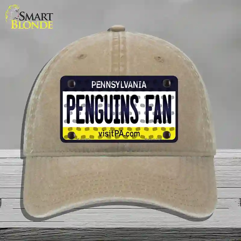HAT09-MLP-10837 Penguins Fan Pennsylvania Novelty License Plate Hat, Unconstructed Cotton - Khaki