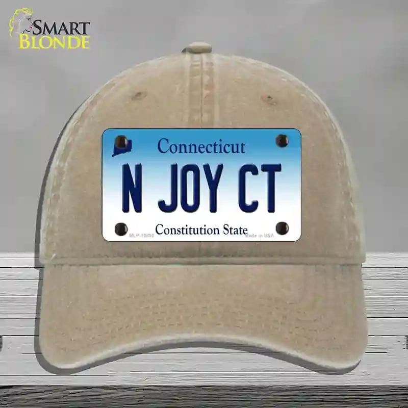 HAT09-MLP-10890 N Joy CT Connecticut Novelty License Plate Hat, Unconstructed Cotton - Khaki