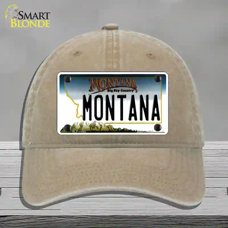 HAT09-MLP-11085 Montana State Novelty License Plate Hat, Unconstructed Cotton - Khaki