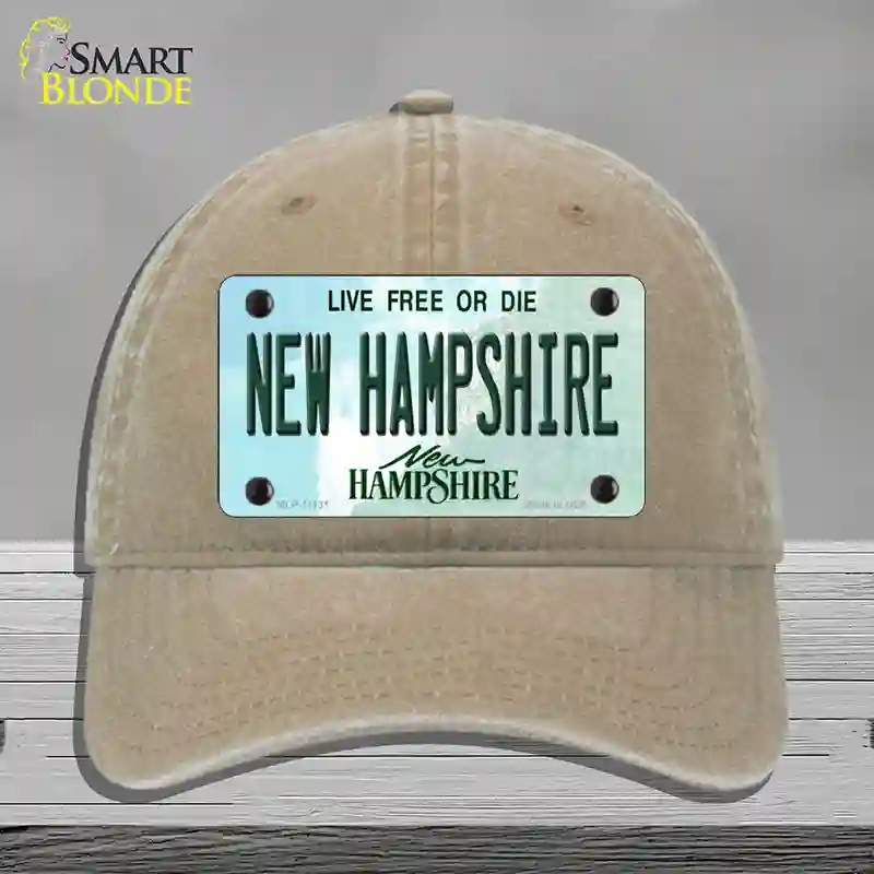 HAT09-MLP-11131   Hampshire State Novelty License Plate Hat, Unconstructed Cotton - Khaki