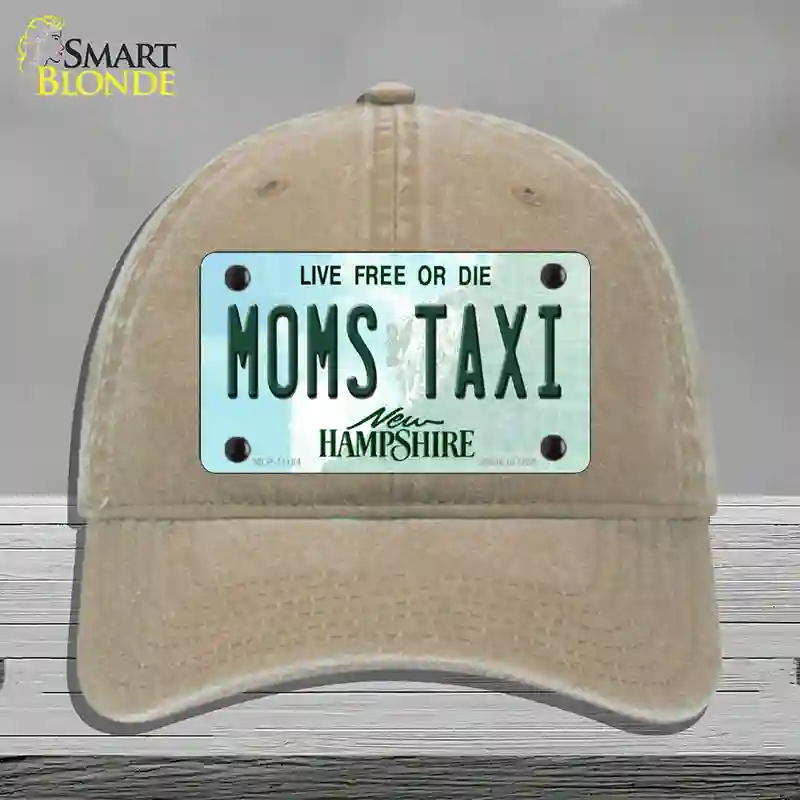HAT09-MLP-11164 Moms Taxi   Hampshire State Novelty License Plate Hat, Unconstructed Cotton - Khaki