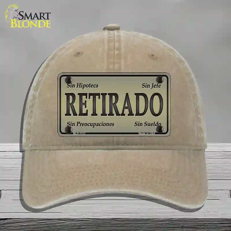 HAT09-MLP-1117 Retirado Novelty License Plate Hat, Unconstructed Cotton - Khaki