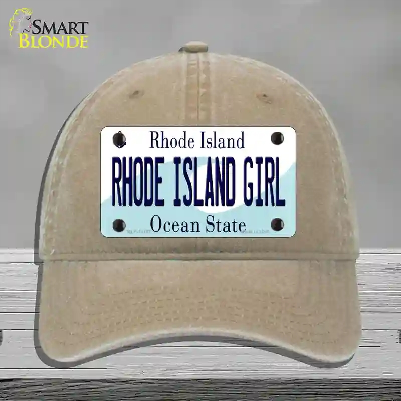 HAT09-MLP-11197 Rhode Island State Girl Novelty License Plate Hat, Unconstructed Cotton - Khaki