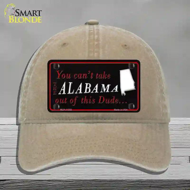 HAT09-MLP-11255 Alabama Dude Novelty License Plate Hat, Unconstructed Cotton - Khaki
