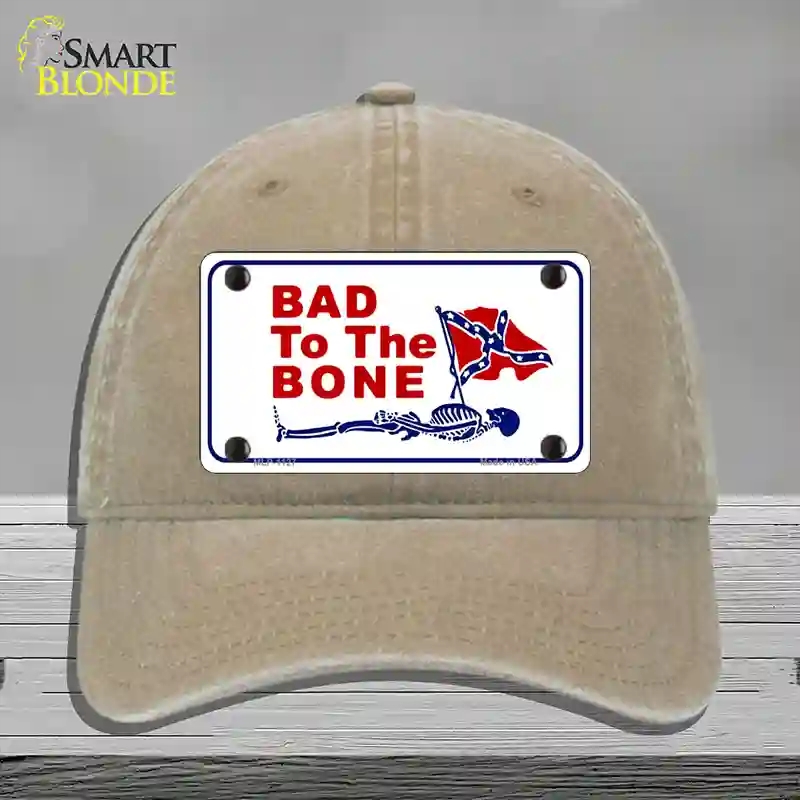 HAT09-MLP-1127 Bad to the Bone Novelty License Plate Hat, Unconstructed Cotton - Khaki