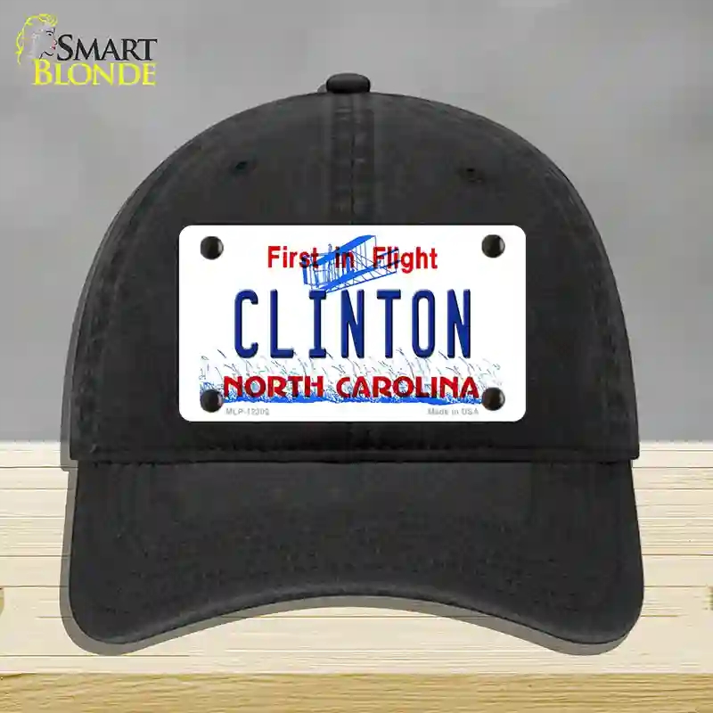 HAT07-MLP-12302 North Carolina Clinton Novelty License Plate Hat, Unconstructed Cotton - Black