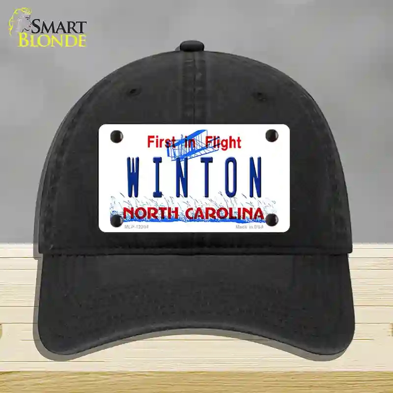 HAT07-MLP-12304 North Carolina Winton Novelty License Plate Hat, Unconstructed Cotton - Black