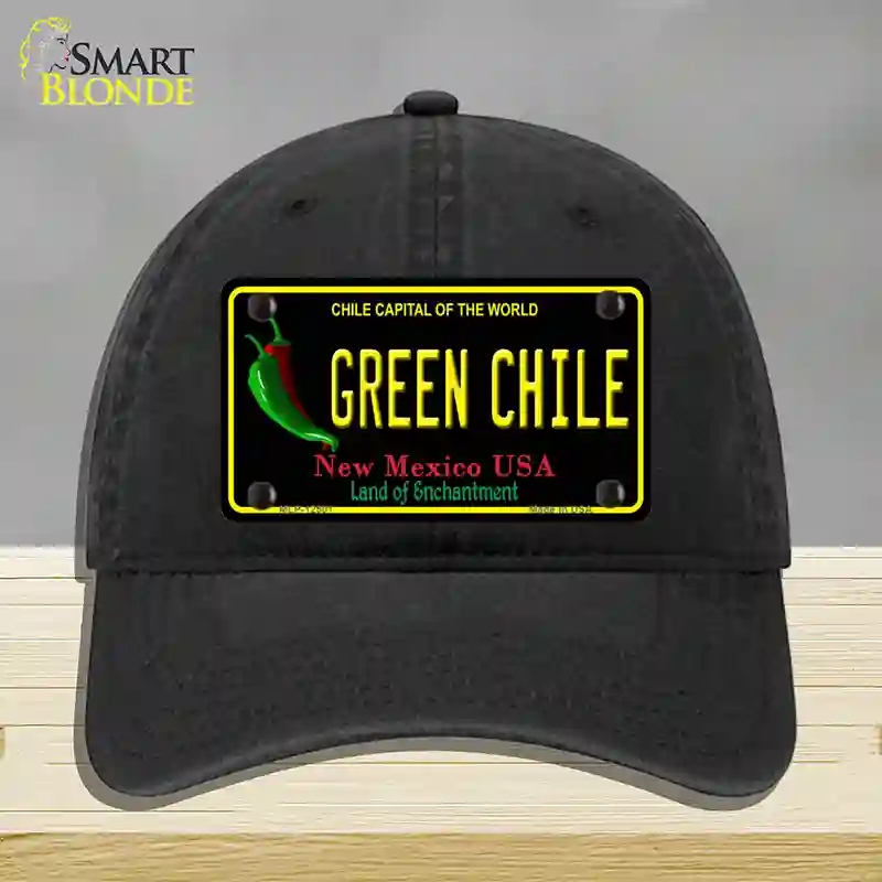 HAT07-MLP-12501 Green Chile   Mexico Black Novelty License Plate Hat, Unconstructed Cotton - Black