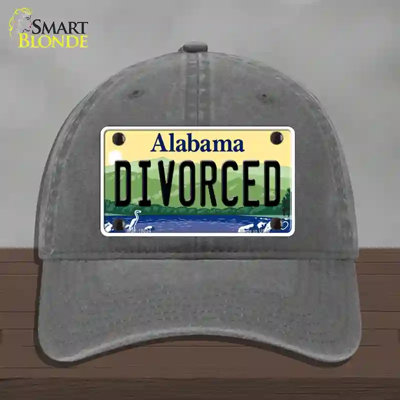 HAT08-MLP-10024 Divorced Alabama Novelty License Plate Hat, Unconstructed Cotton - Charcoal