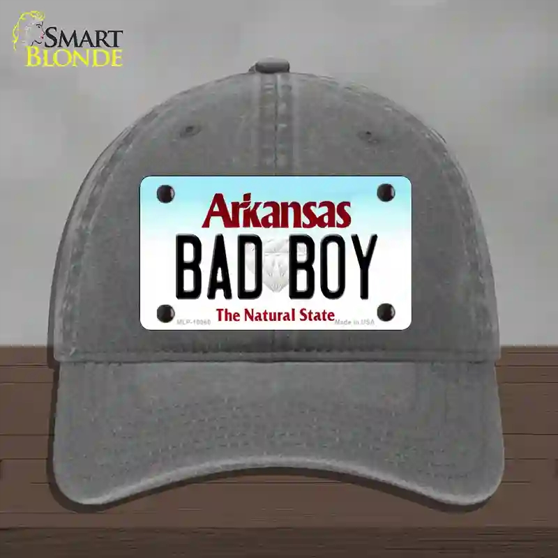 HAT08-MLP-10060 Bad Boy Arkansas Novelty License Plate Hat, Unconstructed Cotton - Charcoal